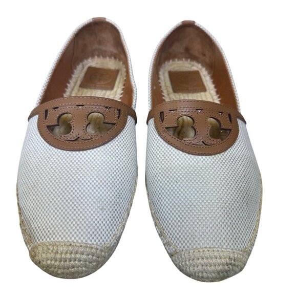 Tory Burch Beige & Brown Women's Canvas & Leather Espadrilles Size 7.5 - Picture 6 of 13